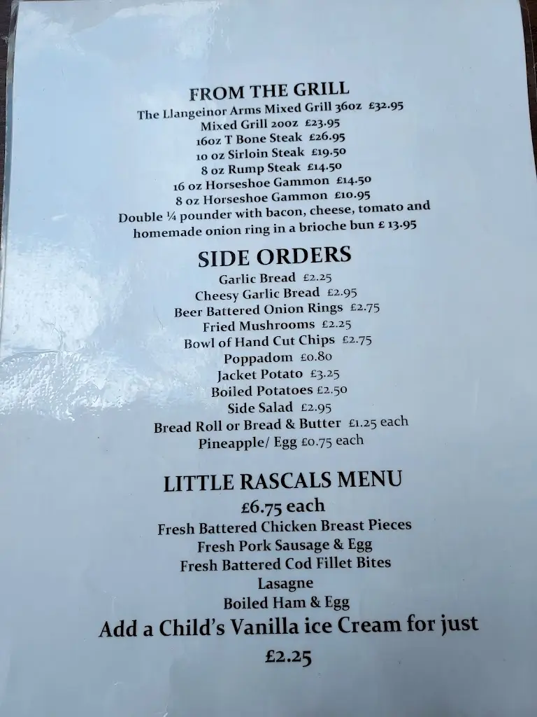 Menu_Llangeinor Arms_Pontycymer_image_1