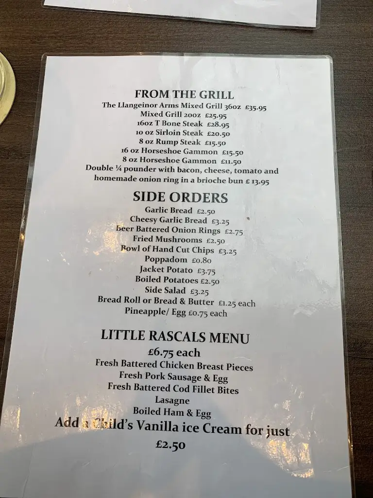 Menu_Llangeinor Arms_Pontycymer_image_4