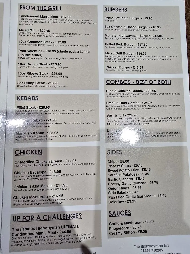 Menu_The Highwayman Inn_Rhoose_image_2
