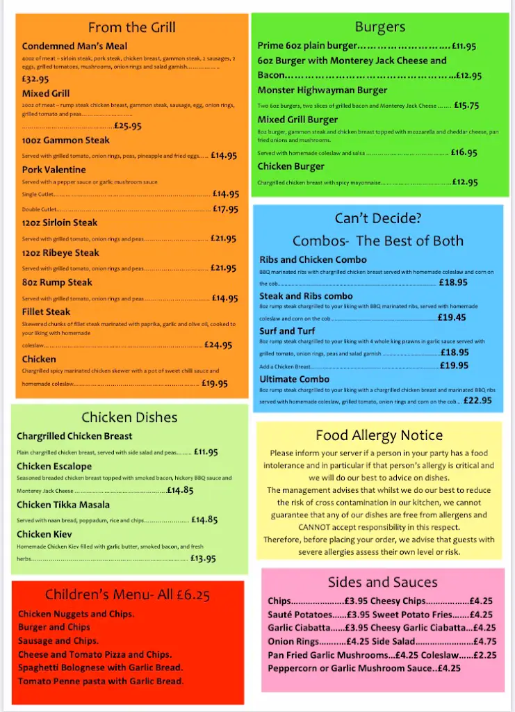Menu_The Highwayman Inn_Rhoose_image_4