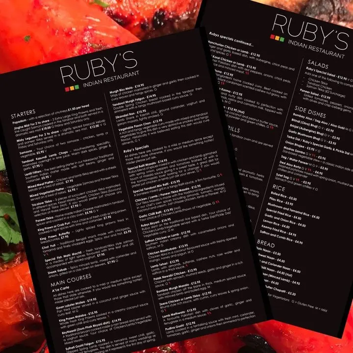 Menu_Ruby’s Indian Restaurant Bishop’s Stortford_Bishops Stortford_image_2