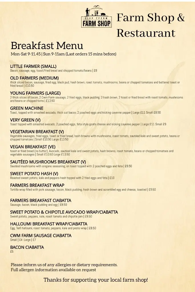 Menu_Cwm Farm Shop Ltd_Rhondda Cynon Taf_image_1