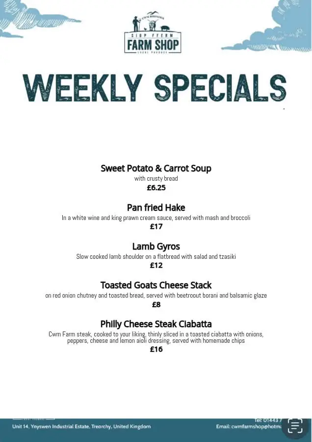 Menu_Cwm Farm Shop Ltd_Rhondda Cynon Taf_image_3
