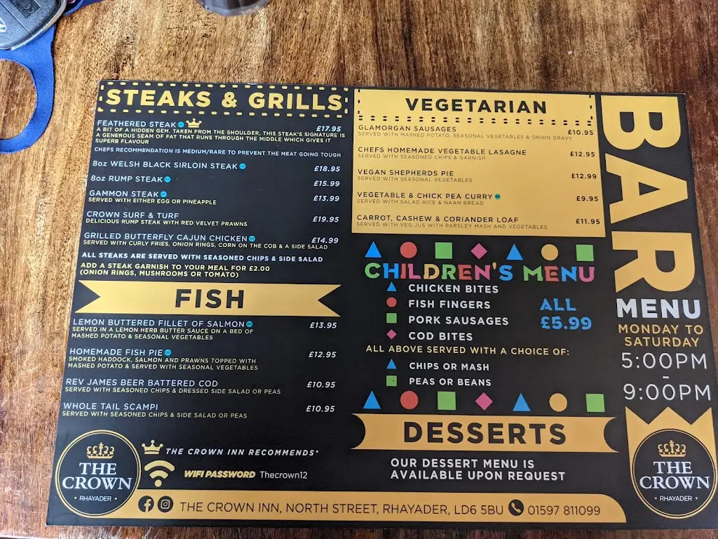 Menu_The Crown Inn_Rhayader_image_4