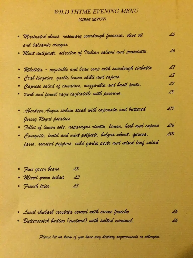 Menu_Wild Thyme Italian_Presteigne_image_3