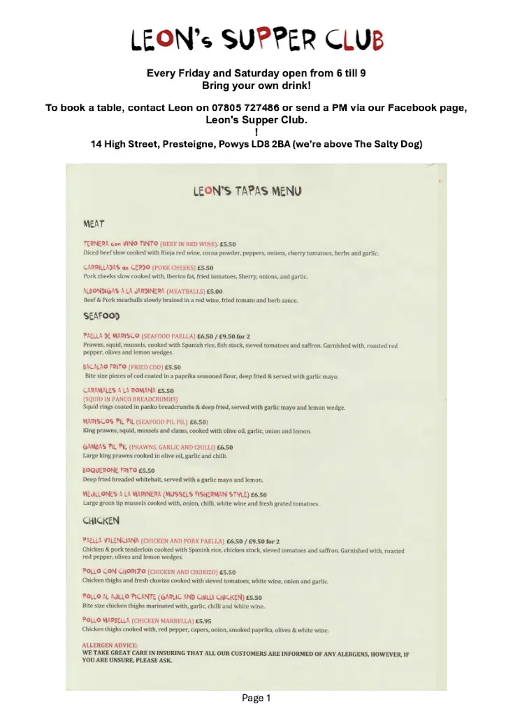 Menu_Leon's Supper Club_Presteigne_image_2