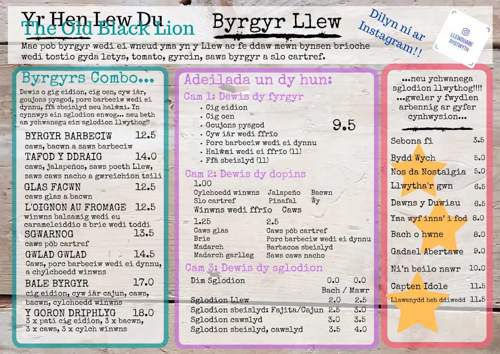 Menu_Yr Hen Lew Du_Penparcau_image_1