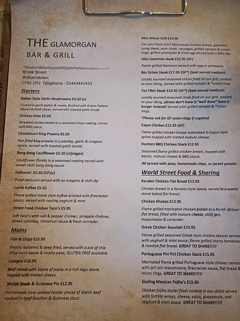 Menu_Glamorgan Bar & Grill_Rhondda_image_1