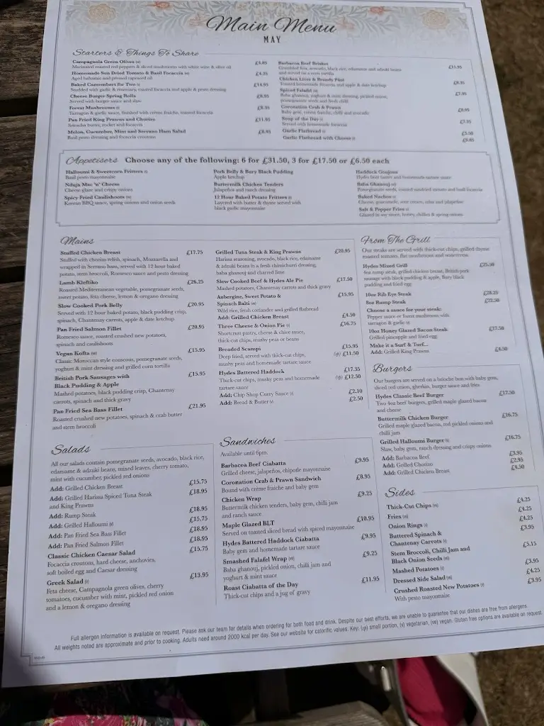 Menu_The Golden Lion_Rossett_image_1