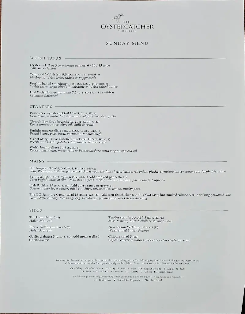 Menu_Oyster Catcher_Rhosneigr_image_1