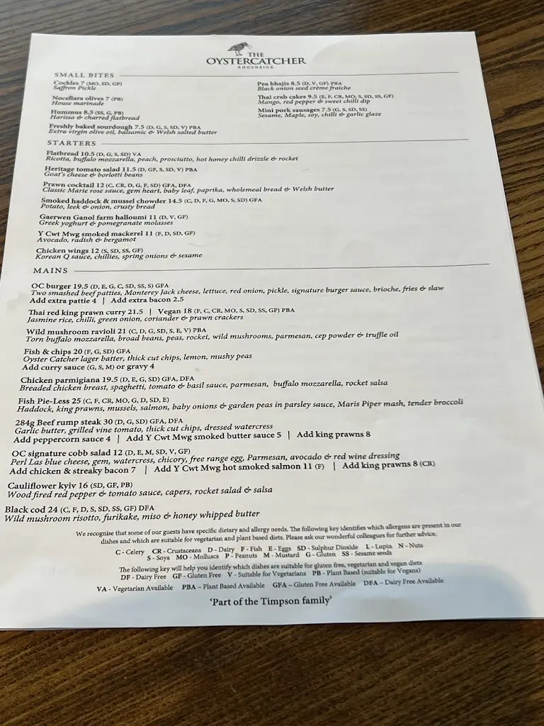 Menu_Oyster Catcher_Rhosneigr_image_2