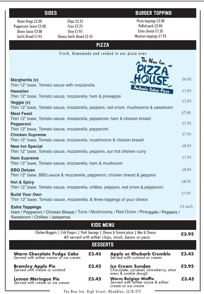 Menu_The New Inn Hotel_Rhuddlan_image_1