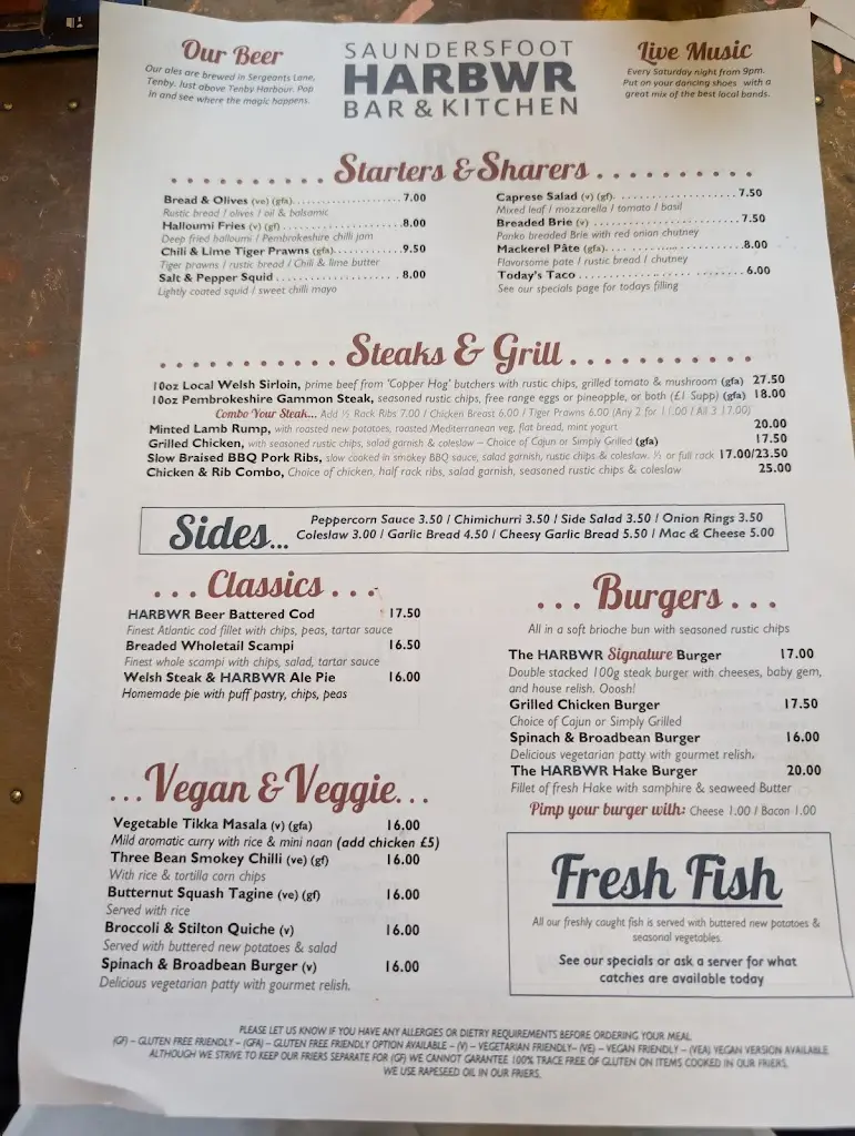 Menu_HARBWR Bar & Kitchen_Saundersfoot_immagine_1