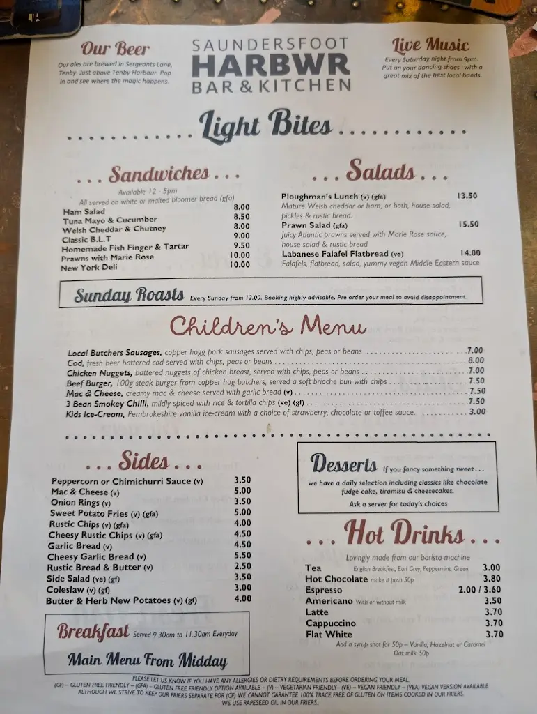Menu_HARBWR Bar & Kitchen_Saundersfoot_immagine_2