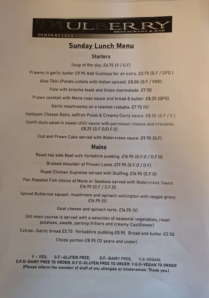 Menu_The Mulberry Restaurant_Saundersfoot_image_1