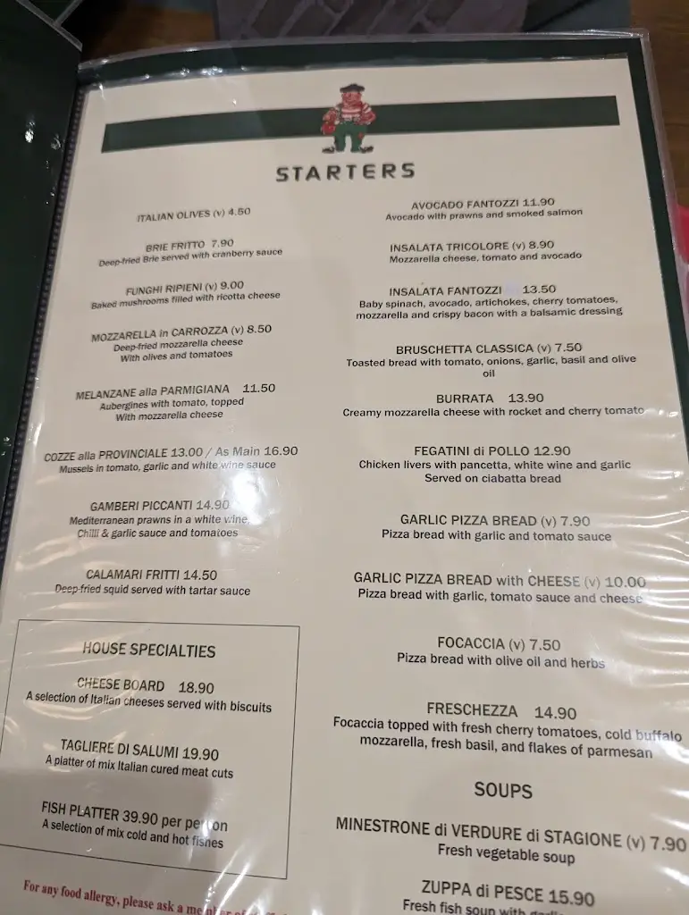 Menü_Fantozzi Restaurant Southgate_Southgate_Bild_1