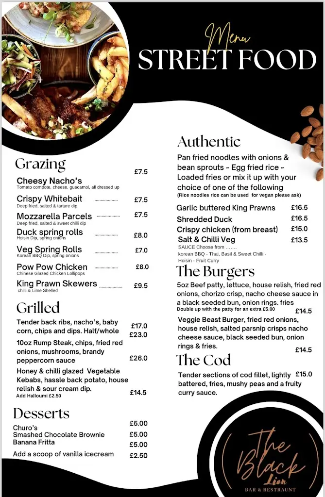 Menu_The Black Lion Bar_Saint Clears_image_1