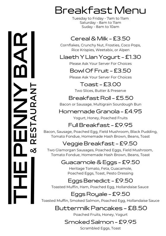 Menu_The Penny Bar & Restaurant_Saint Clears_image_1