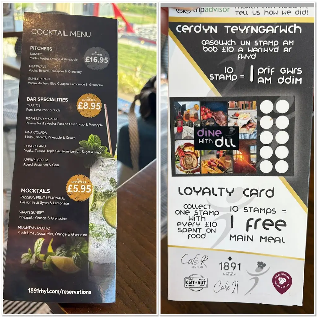 Menu_1891 Restaurant and Bar, Rhyl_Rhyl_image_1