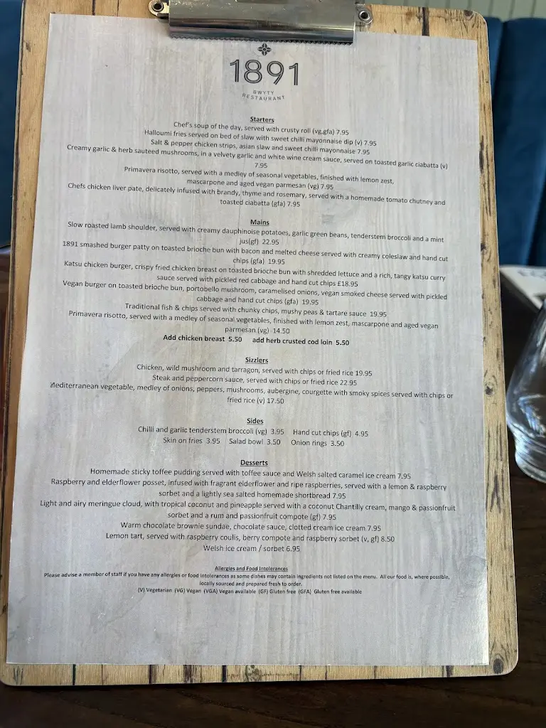 Menu_1891 Restaurant and Bar, Rhyl_Rhyl_image_2