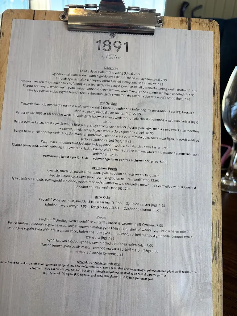 Menu_1891 Restaurant and Bar, Rhyl_Rhyl_image_3