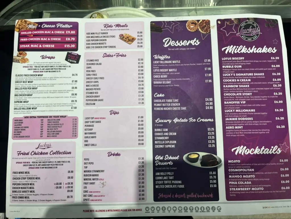 Menu_Lucky's Rhyl_Rhyl_image_2