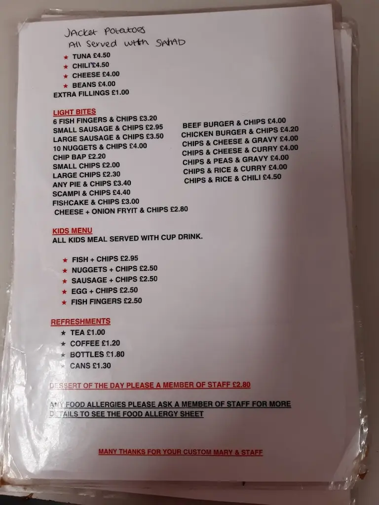 Menü_The Town Fryer_Rhyl_Bild_3