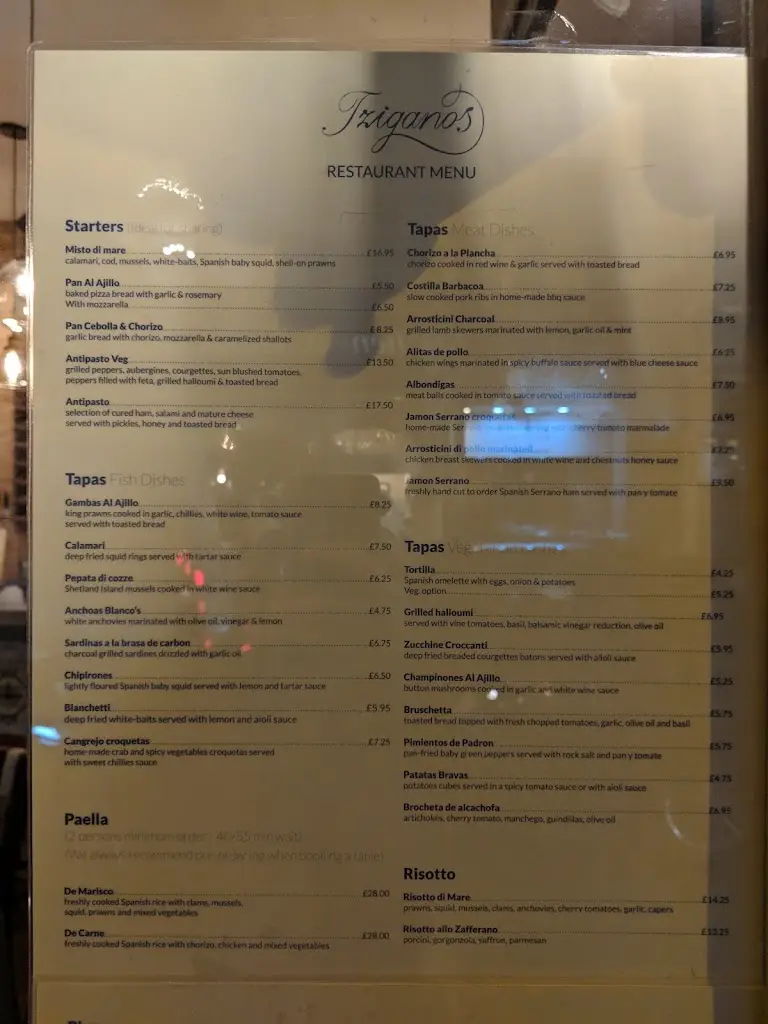 Menu_Tziganos - Italian & Spanish Restaurant_Blackheath_image_2