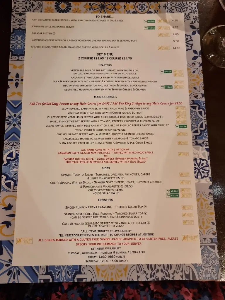 Menu_El Pescador Restaurant & Bar_Swansea_image_1