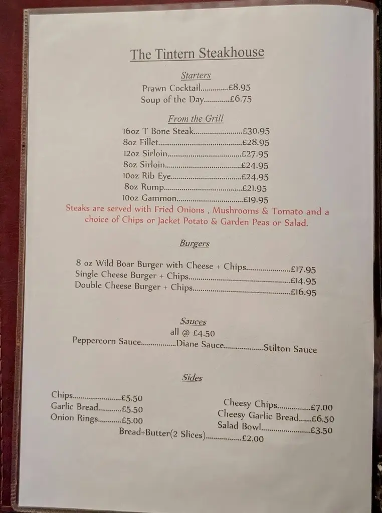 Menu_The Rose & Crown, Tintern_Tintern_immagine_1