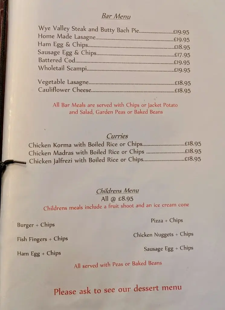Menu_The Rose & Crown, Tintern_Tintern_immagine_2