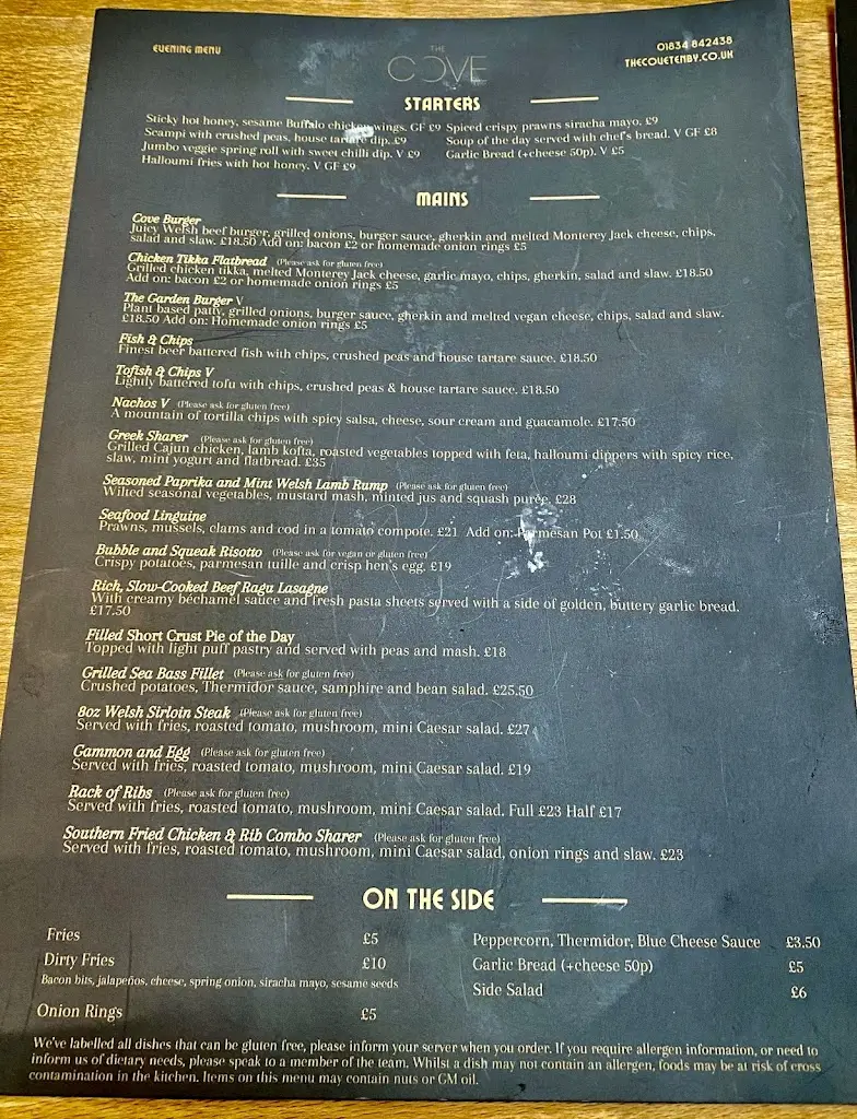 Menu_The Cove, Tenby_Tenby_immagine_1