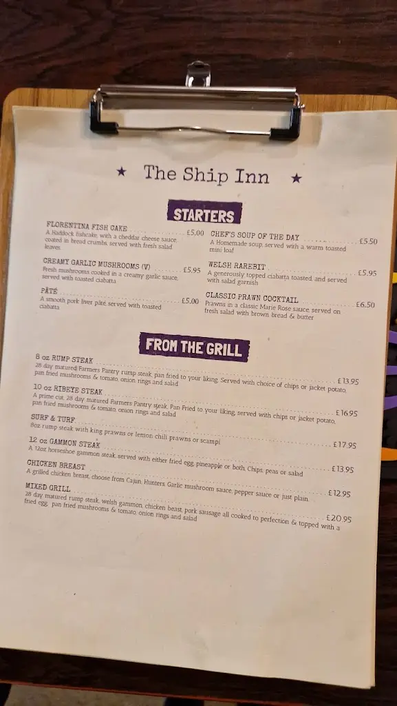 Menu_The Ship Inn_Usk_image_1