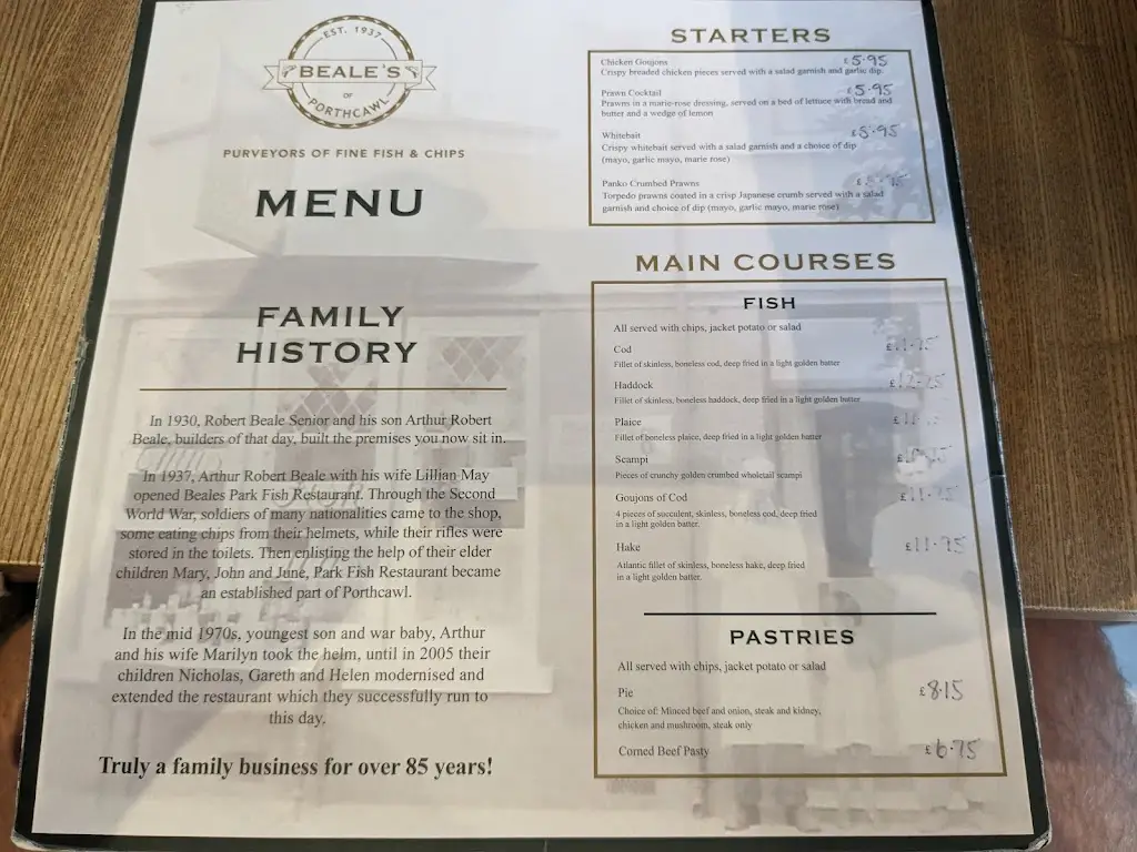 Menu_Beale's Park Fish Restaurant_Porthcawl_image_2