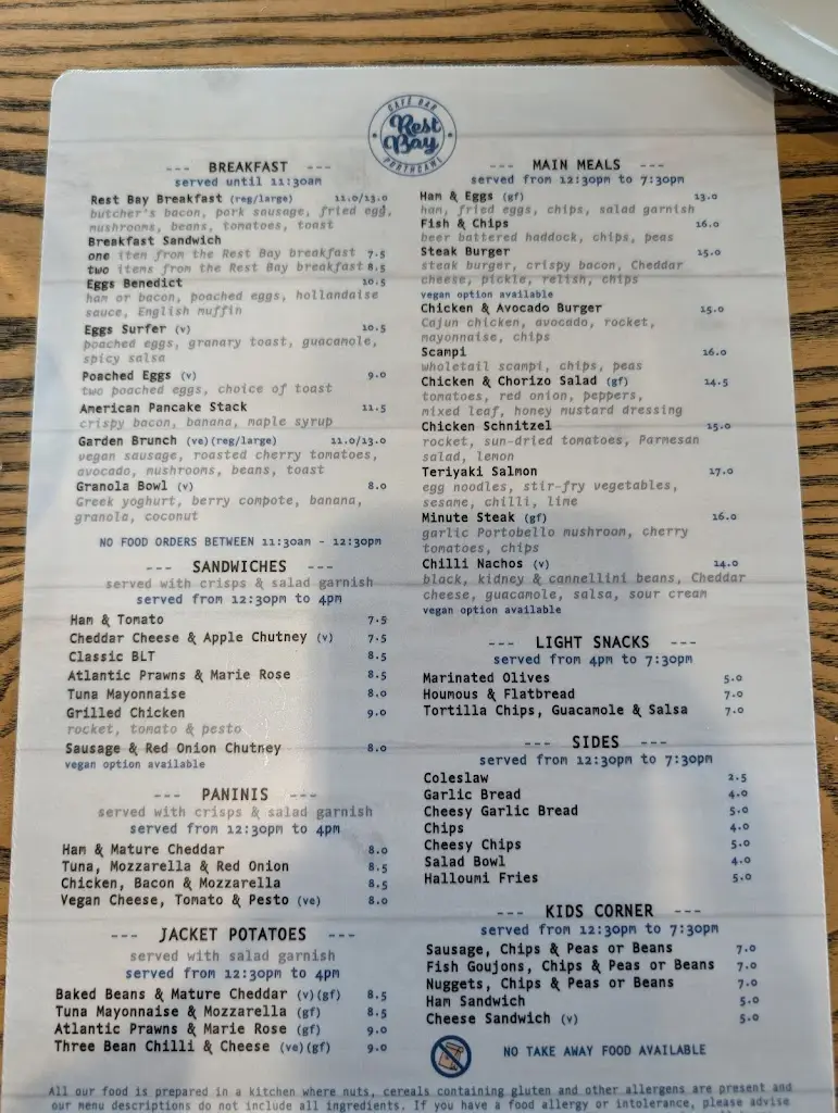 Menu_Rest Bay Café Bar_Porthcawl_immagine_1