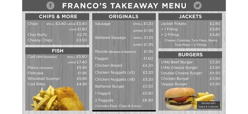 Menu_Franco's Fish Shop Limited_Porthcawl_image_4