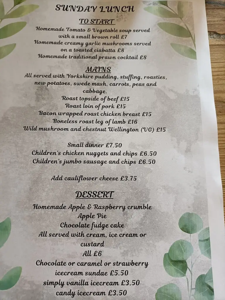 Menu_Prince Of Wales Inn_Porthcawl_image_1