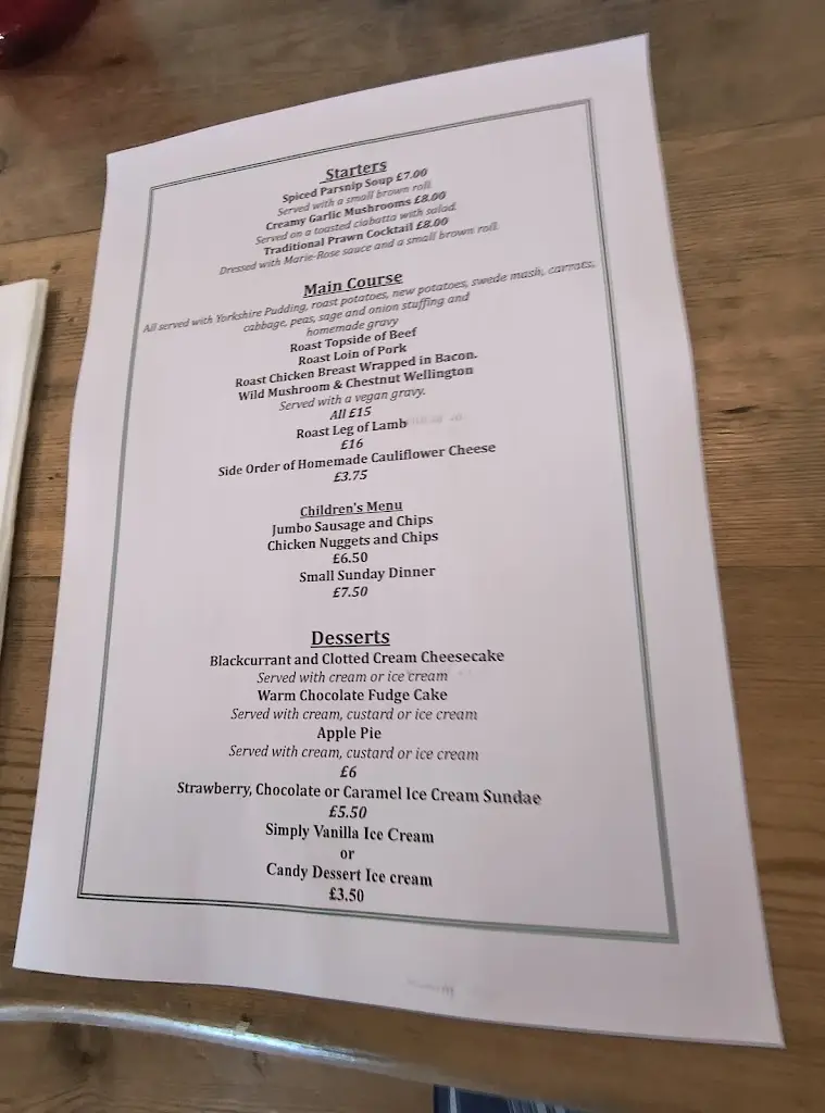 Menu_Prince Of Wales Inn_Porthcawl_image_2