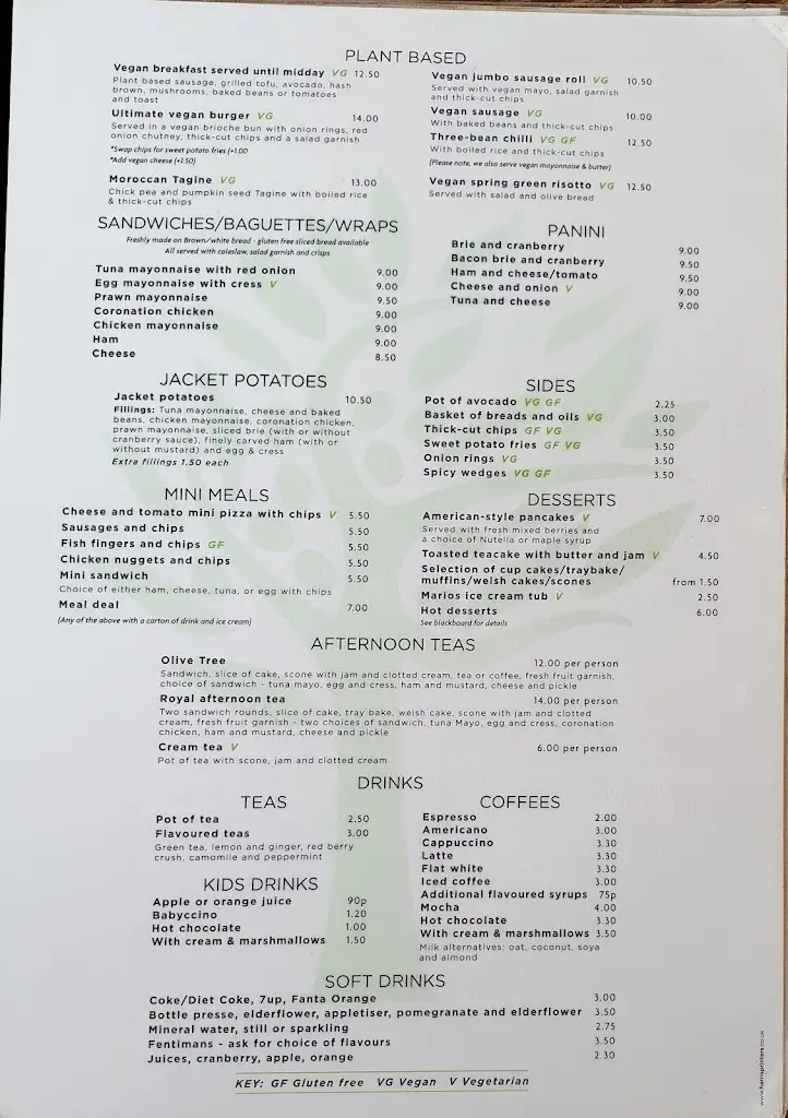 Menu_The Olive Tree_Porthcawl_image_1