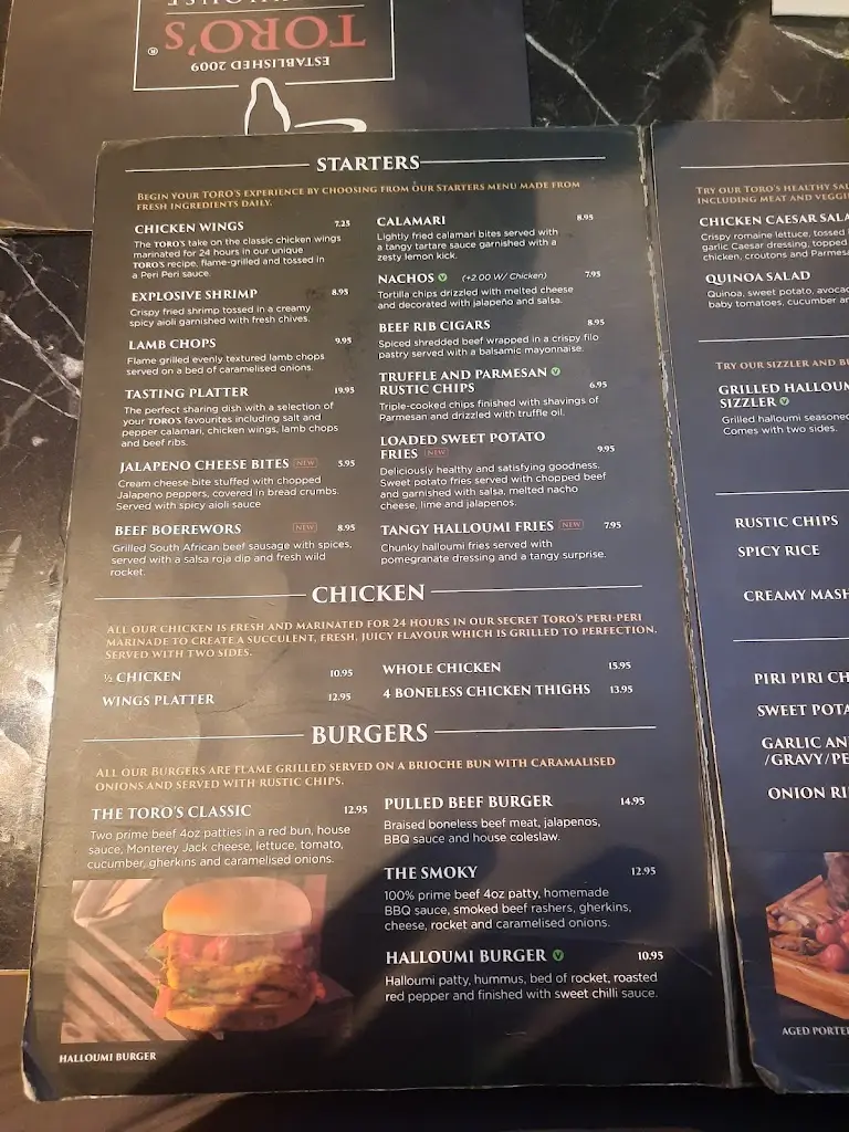 Menu_Toro's Steakhouse Blackburn_Blackburn_image_1