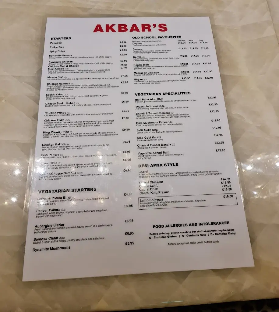 Menu_Akbar's Restaurant_Blackburn_image_1
