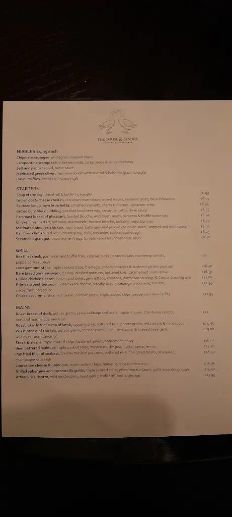 Menu_The Goose and Gander_Blackrod_image_4