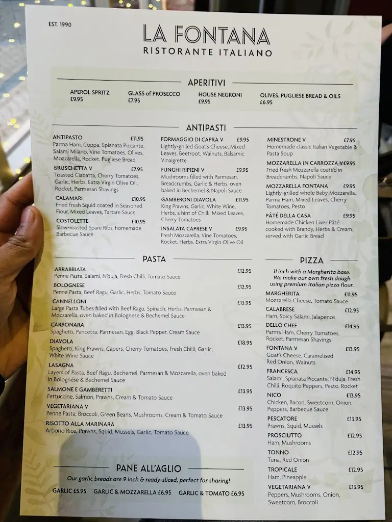 Menu_La Fontana Ristorante Italiano_Blackpool_image_2