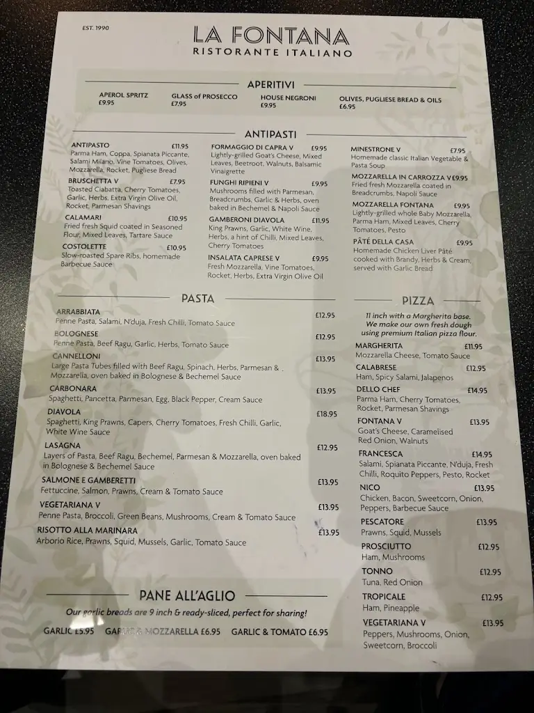 Menu_La Fontana Ristorante Italiano_Blackpool_image_4