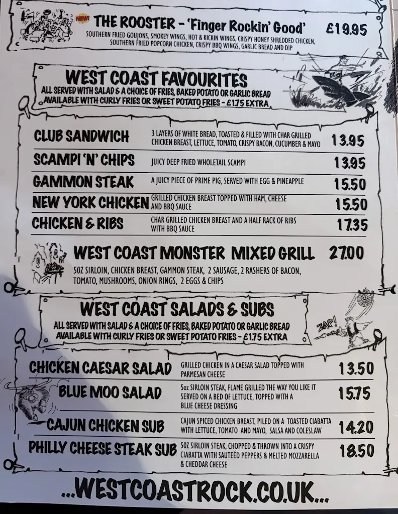Menu_West Coast Rock Cafe_Blackpool_immagine_1