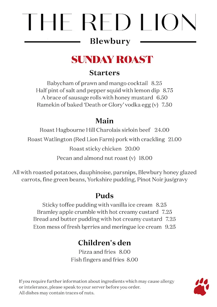 Menu_The Red Lion_Blewbury_image_2