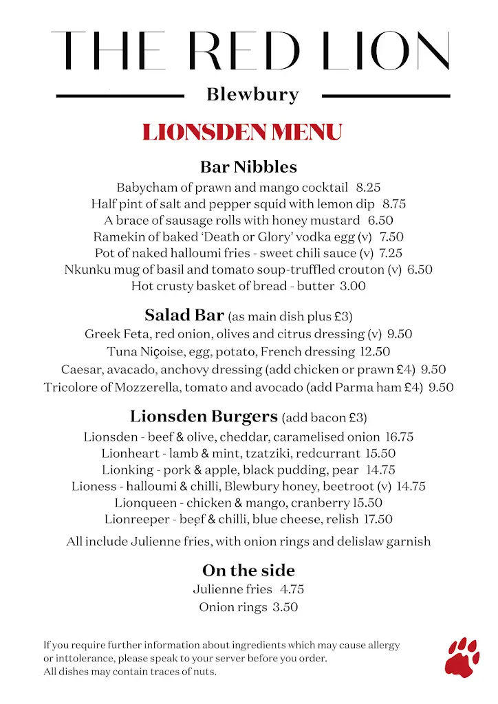 Menu_The Red Lion_Blewbury_image_3