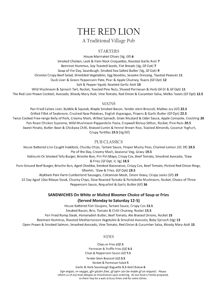 Menu_The Red Lion_Bloxham_image_3