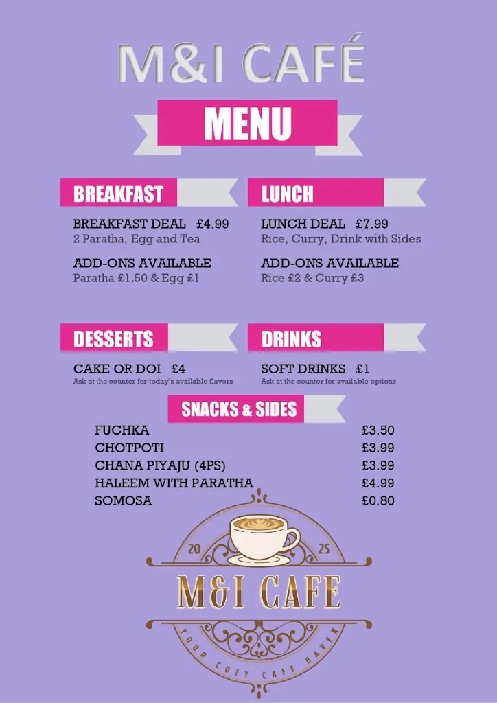Menu_M&I Cafe - Restaurant & Cafe in Milton Keynes_Bletchley_image_1