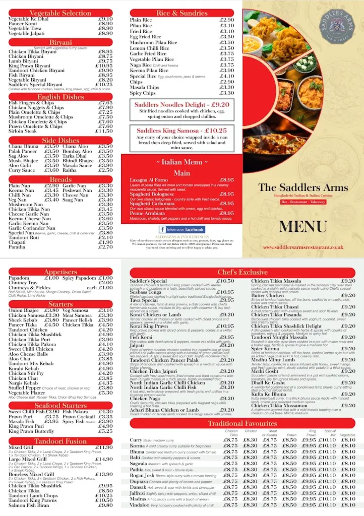 Menu_Saddlers Arms (Bangladeshi-Italian-Bar & Restuarent)_Bloxwich_image_1